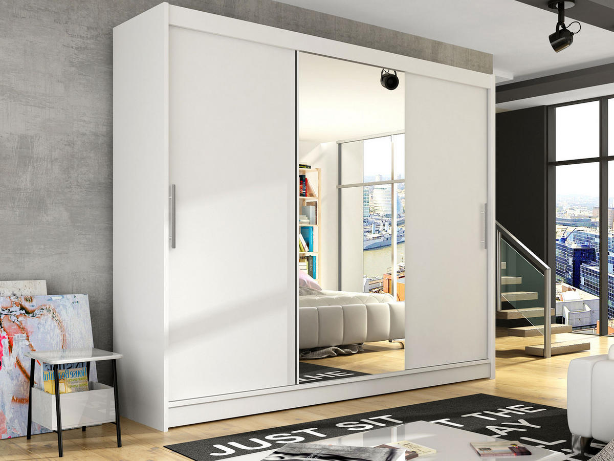 KLEIDERSCHRANK Aston I - Silberfarben/Weiß, Holzwerkstoff/Kunststoff (250/215/58cm) - MIRJAN24