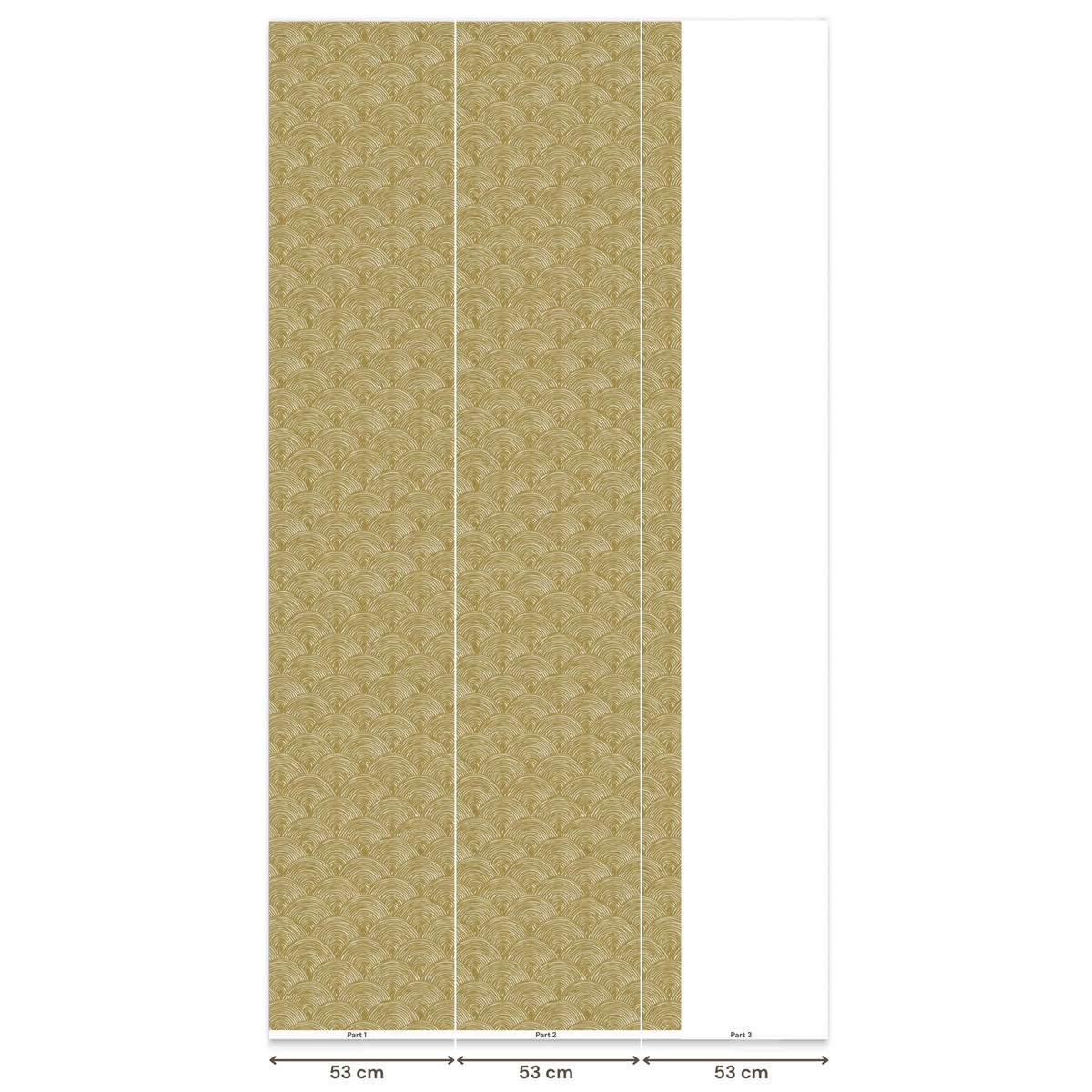 TAPETE - Fächer - Geometrisch - Grün - 120x280 cm - Goldfarben, Papier (120/280cm) - OnlyWow