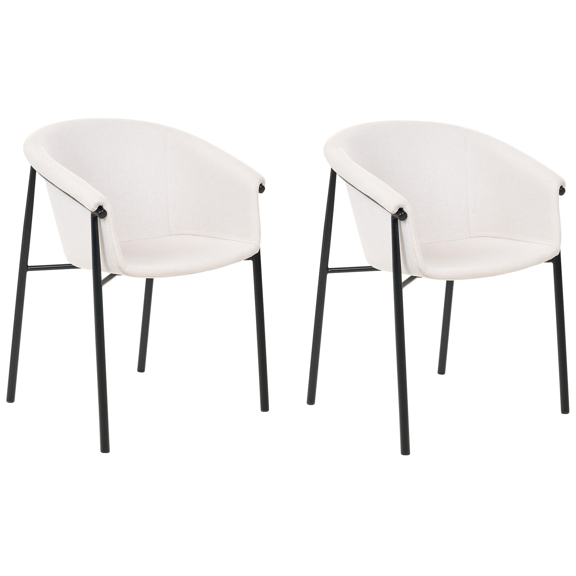 ESSZIMMERSTUHL 2er-Set Polyester Beige Ames - Beige, Textil/Metall (57/80/56cm) - Beliani