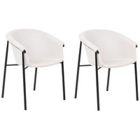 ESSZIMMERSTUHL 2er-Set Polyester Beige Ames - Beige, Textil/Metall (57/80/56cm) - Beliani