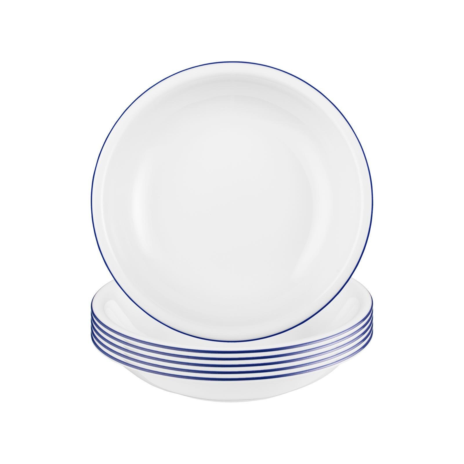 SUPPENTELLER Compact Blaurand weiß-blau ø 20,2 cm 6er Set - Blau/Weiß, Keramik (20.2cm) - Seltmann Weiden