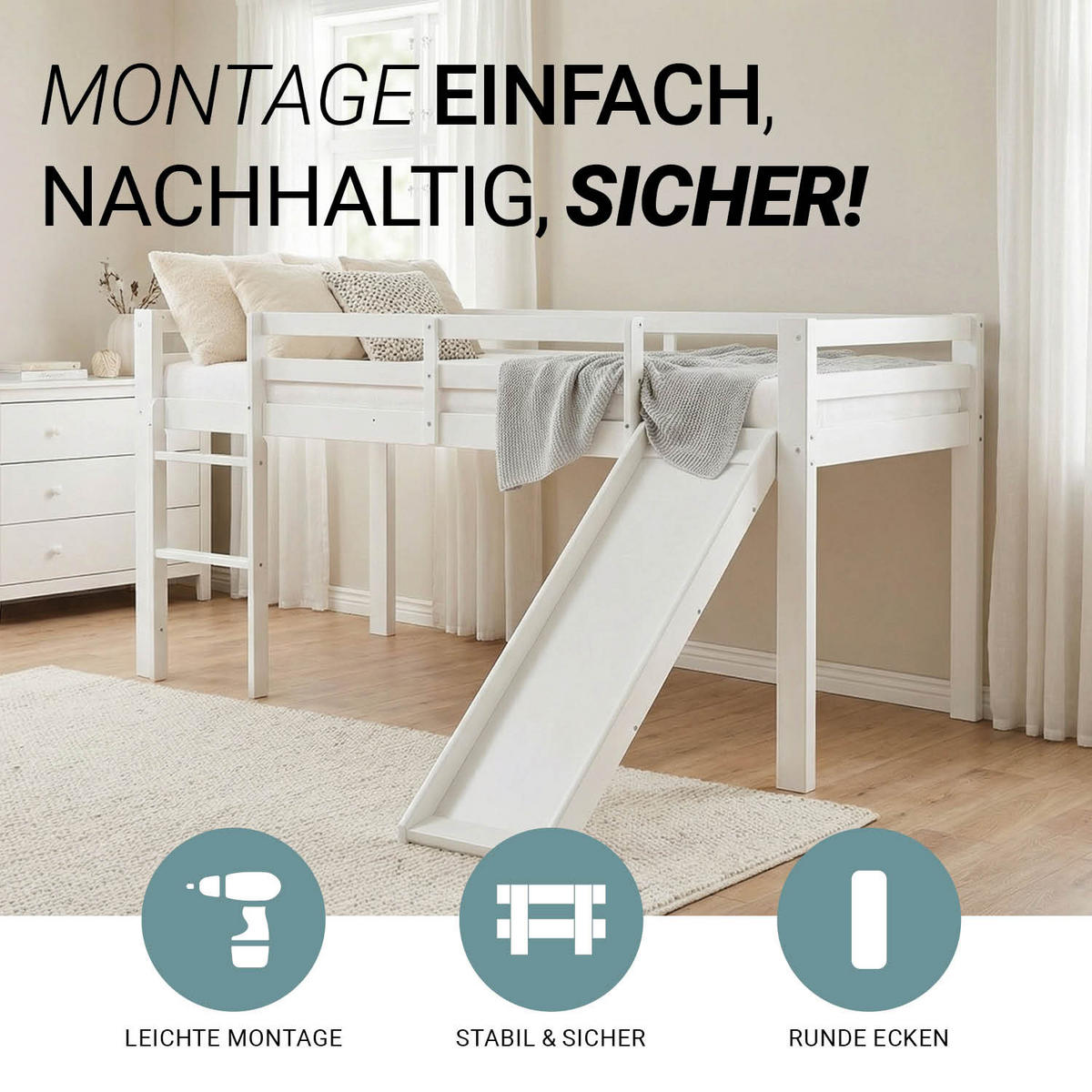 HOCHBETT 90/200 cm mit Lattenrost - Weiß, Holz (90/200cm) - Homestyle4u