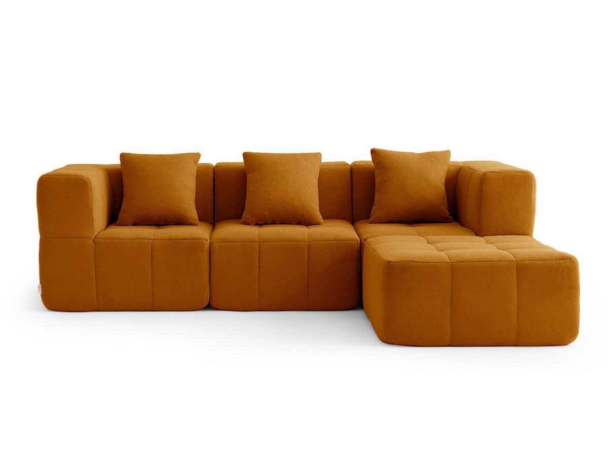 ECKSOFA Bouclé-Stoff Zimtbraun - Hellbraun, Textil (260/190cm) - MILYsofa