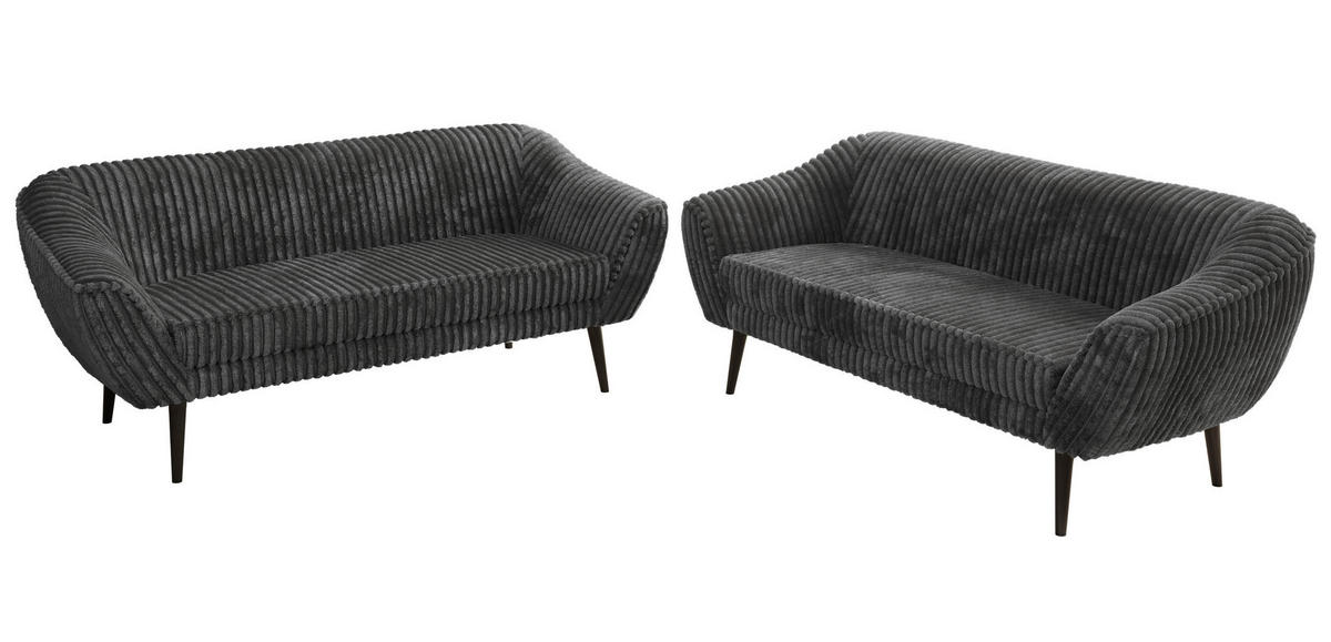 SEDACIA ZOSTAVA 3+3 PIRS - Sivá Manšester - Čierne nohy - čierna/sivá, kompozitné drevo/textil (180/75/74cm) - MKS