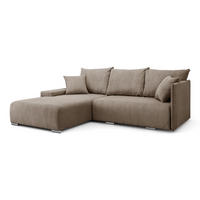 ECKSOFA Lauren L- Form 246 x 188 cm, 4 Sitzer, Bettzeugablage, Sofa, Eckcouch, Cord, links Seite, hellbraun - Hellbraun, Kunststoff (188/246cm) - Margaret Hadas24
