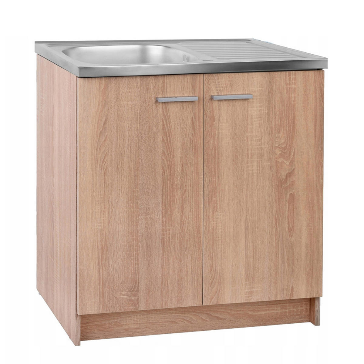 SPÜLUNTERSCHRANK 80cm mit Spüle + Armatur Sonoma Eiche - Sonoma Eiche, Holzwerkstoff (80/81/46cm) - Stamar