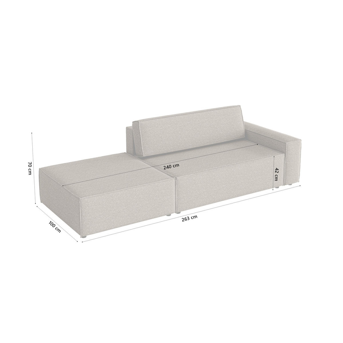 SCHLAFSOFA Lummo Si mit Schlaffunktion, Braun - Braun, Textil (263/70/100cm) - Fedve