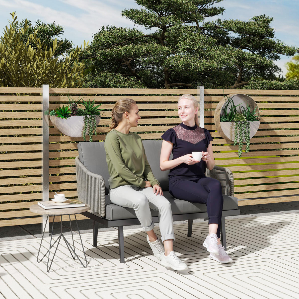 GARTENBANK DE-13424 2-Sitzer mit Kissen Dunkelgrau - Dunkelgrau, Metall (110/72/70cm) - ComfortXL
