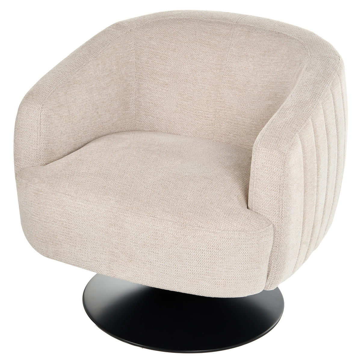 DREHSESSEL Stoff Hellbeige Norager - Beige/Schwarz, Textil/Metall (73/72/81cm) - Beliani