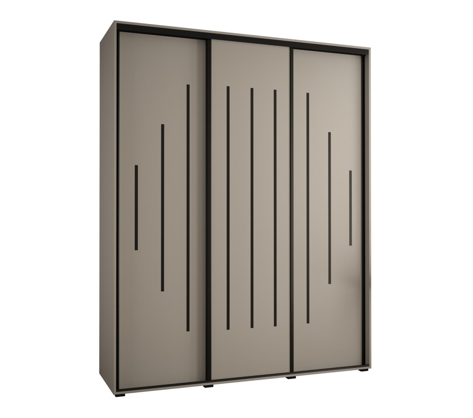 SCHWEBETÜRENSCHRANK 235,2/190/60 3-türig - Kaschmir/Schwarz, Holz/Metall (190/235.2/60cm) - MÖBEL KRYSPOL