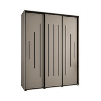 SCHWEBETÜRENSCHRANK 235,2/190/60 3-türig - Kaschmir/Schwarz, Holz/Metall (190/235.2/60cm) - MÖBEL KRYSPOL