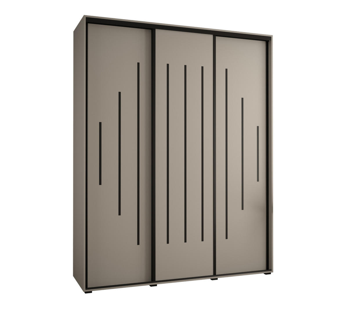 SCHWEBETÜRENSCHRANK 235,2/190/60 3-türig - Kaschmir/Schwarz, Holz/Metall (190/235.2/60cm) - MÖBEL KRYSPOL