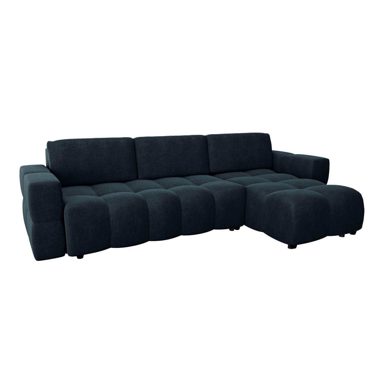 ECKSOFA RECHTS Samt Pfauenblau 286cm - Blau/Hellblau, Textil (286/169cm) - Sia Home