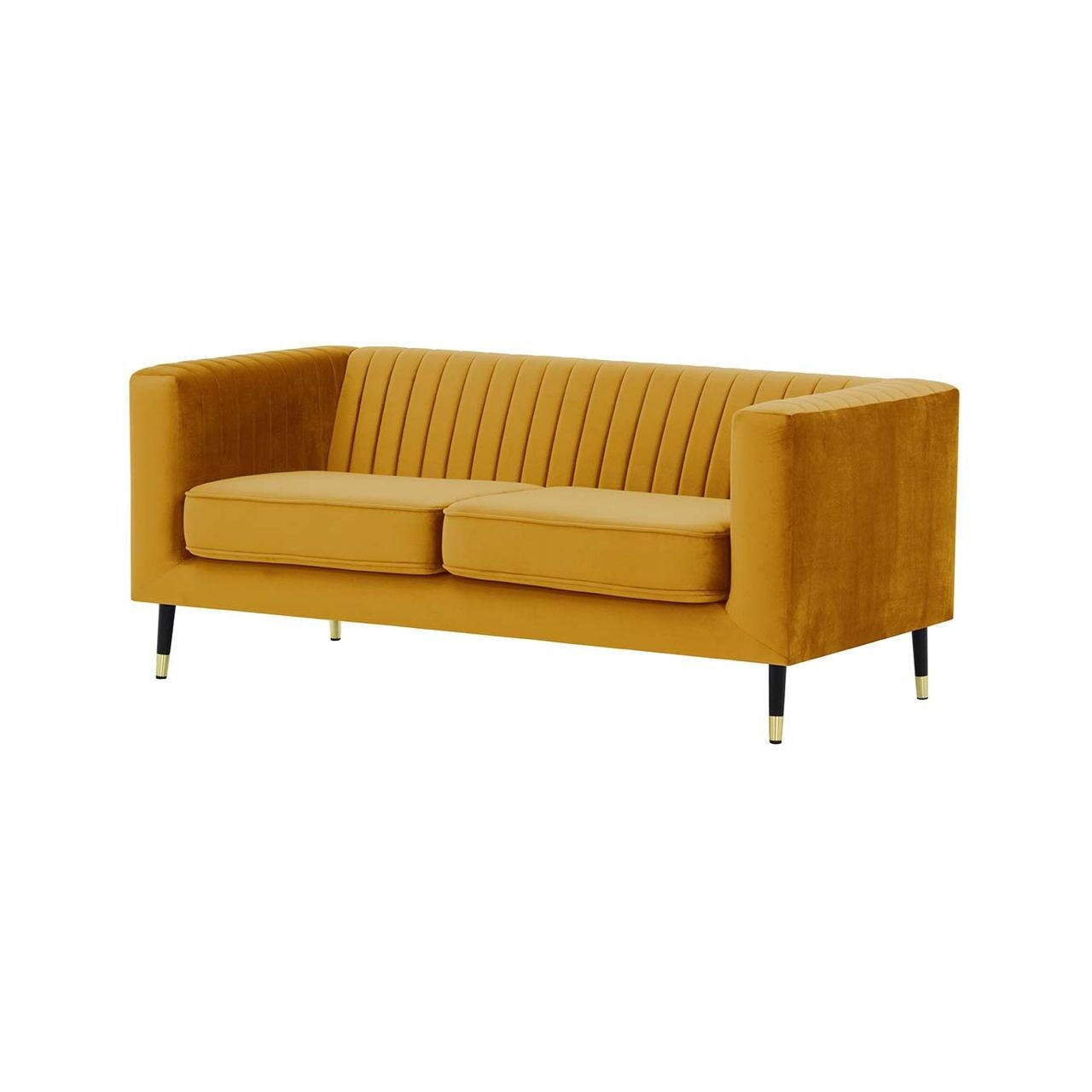 ZWEISITZER-SOFA Slender-Velluto 8 - Gelb, Holz/Textil (170/71/83cm) - SLF24