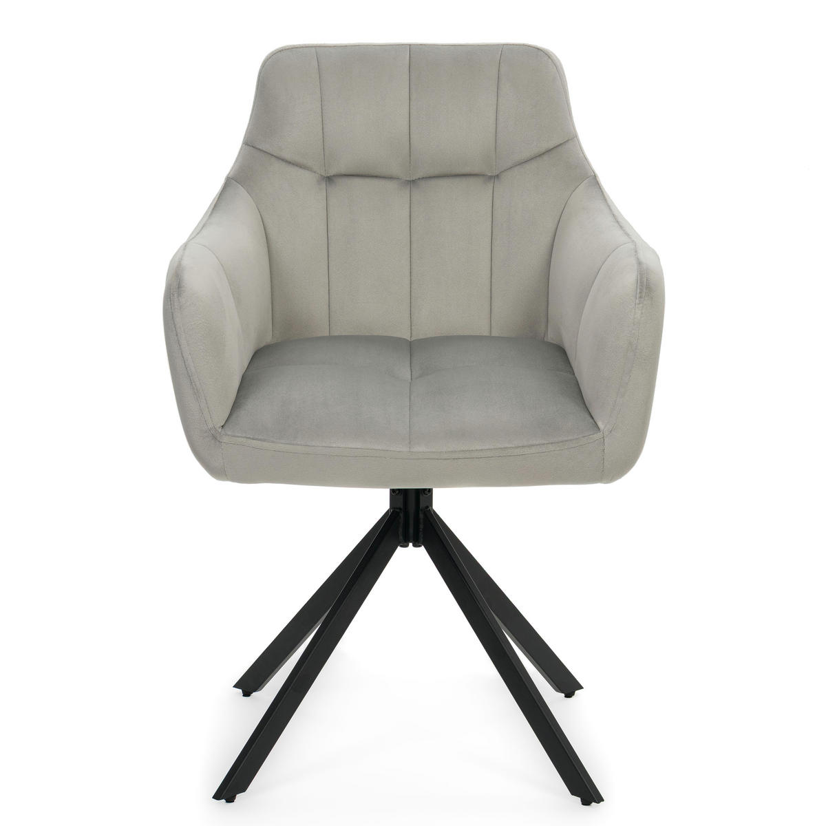 STUHL FANO X drehbar gepolsterter mit Steppung - hellgrau - Velour - Hellgrau/Schwarz, Textil/Metall (58/83/59cm) - NEW HOME