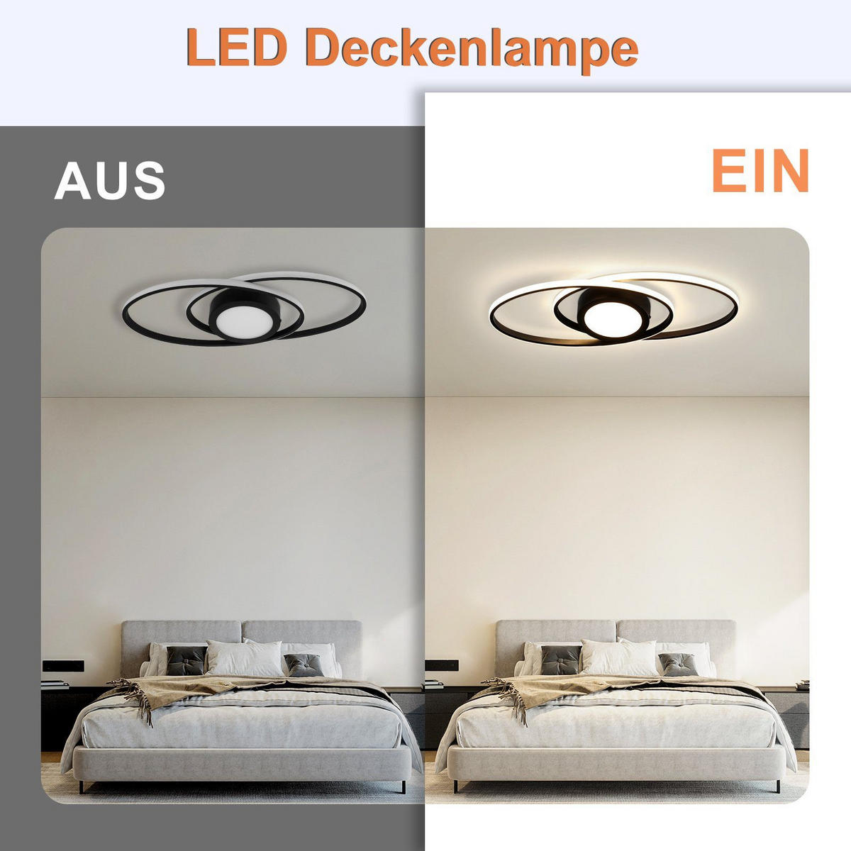 LED-DECKENLEUCHTE Einäugig 56/22.3/4 cm - Schwarz, Metall (56/22.3/4cm) - Nettlife