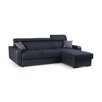 ECKSOFA PALAZZO Schwarz Geflochtener Stoff mit Schlaffunktion - Schwarz, Holz (236/165cm) - MASSENO