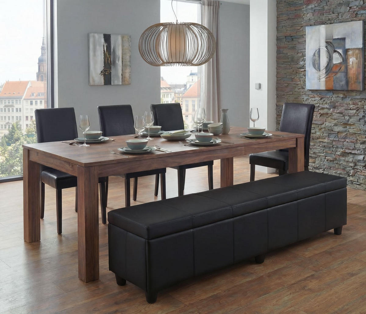 SITZBANK MIT AUFBEWAHRUNG XXL Schwarz, Anthrazit - Anthrazit/Schwarz, Textil (180/45/45cm) - MCW