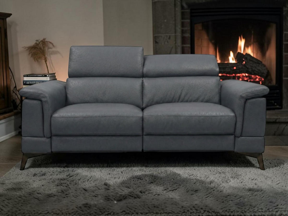 3-SITZER Sofa Planet Echtleder Anthrazit - Anthrazit, Leder/Metall (200/80/110cm)