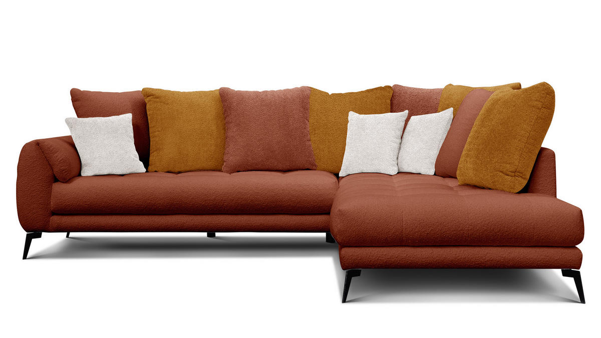 ECKSOFA CALME 5-Sitzer, dunkelorange und écru - Dunkelorange, Holz/Textil (294/229cm) - Courtois Laville