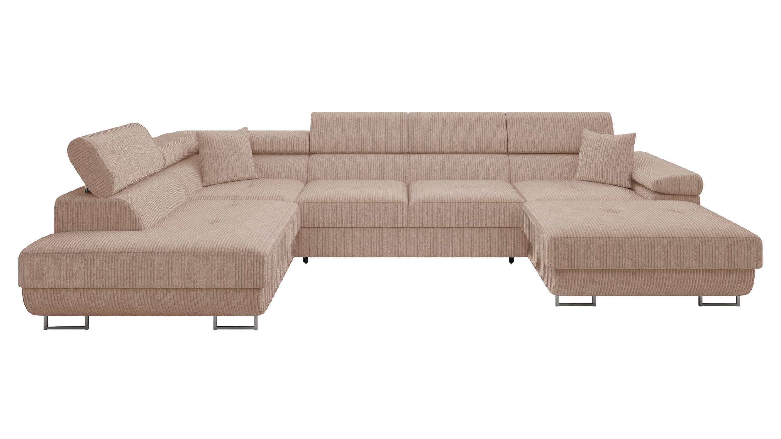 WOHNLANDSCHAFT Torezio Bis Cord, Seite: Links - Rosa, Holz/Textil (346/90/203cm) - MIRJAN24