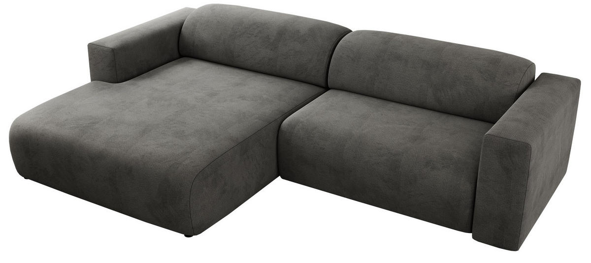 ECKSOFA PASADENA Dunkelgrau Velvet - Links Seite - Dunkelgrau/Schwarz, Kunststoff/Textil (288/180cm) - MKS