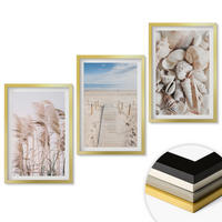 WANDBILDER 3er Set - 40x60 cm Goldrahmen - Strandmuscheln Seegras - Goldfarben, Kunststoff (40/60cm) - ArtPrintCave