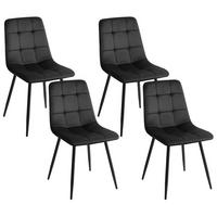 ESSZIMMERSTUHL 4er Set Samtstoff Schwarz Powell - Schwarz, Textil/Metall (45/88/62cm) - Beliani