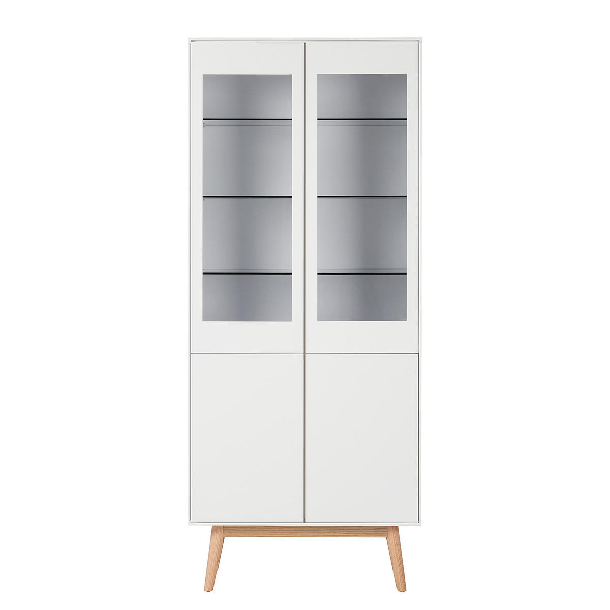 VITRINENSCHRANK - Eichefarben/Weiß, Holzwerkstoff (80/190/40cm) - home24