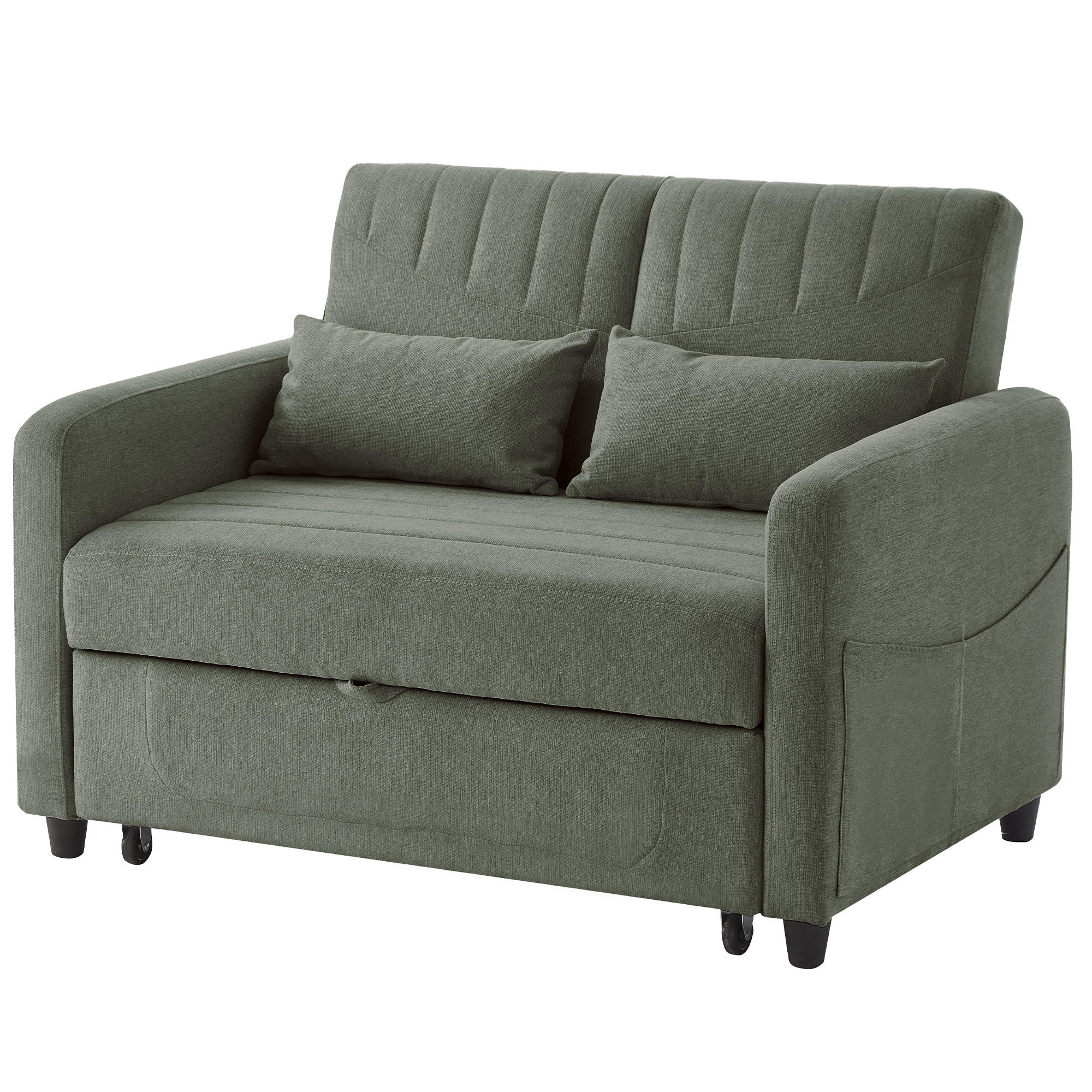 SCHLAFSOFA DE-35343 ausziehbar und 3-fach verstellbar Hellgrün - Hellgrün, Metall (77/82.5/114cm) - ComfortXL