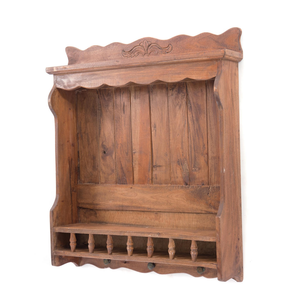 WANDREGAL Cottage Mahagoni Holz, 3 Haken, naturfarben - Naturfarben, Holz (67/76/15cm) - DESIGN DELIGHTS