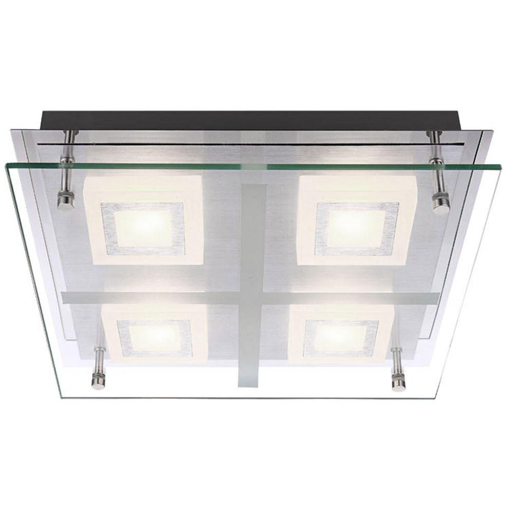 LED DECKENLEUCHTE Daniele Chrom Silber - Silberfarben, Glas (28.5/28.5/7.5cm) - Globo Lighting