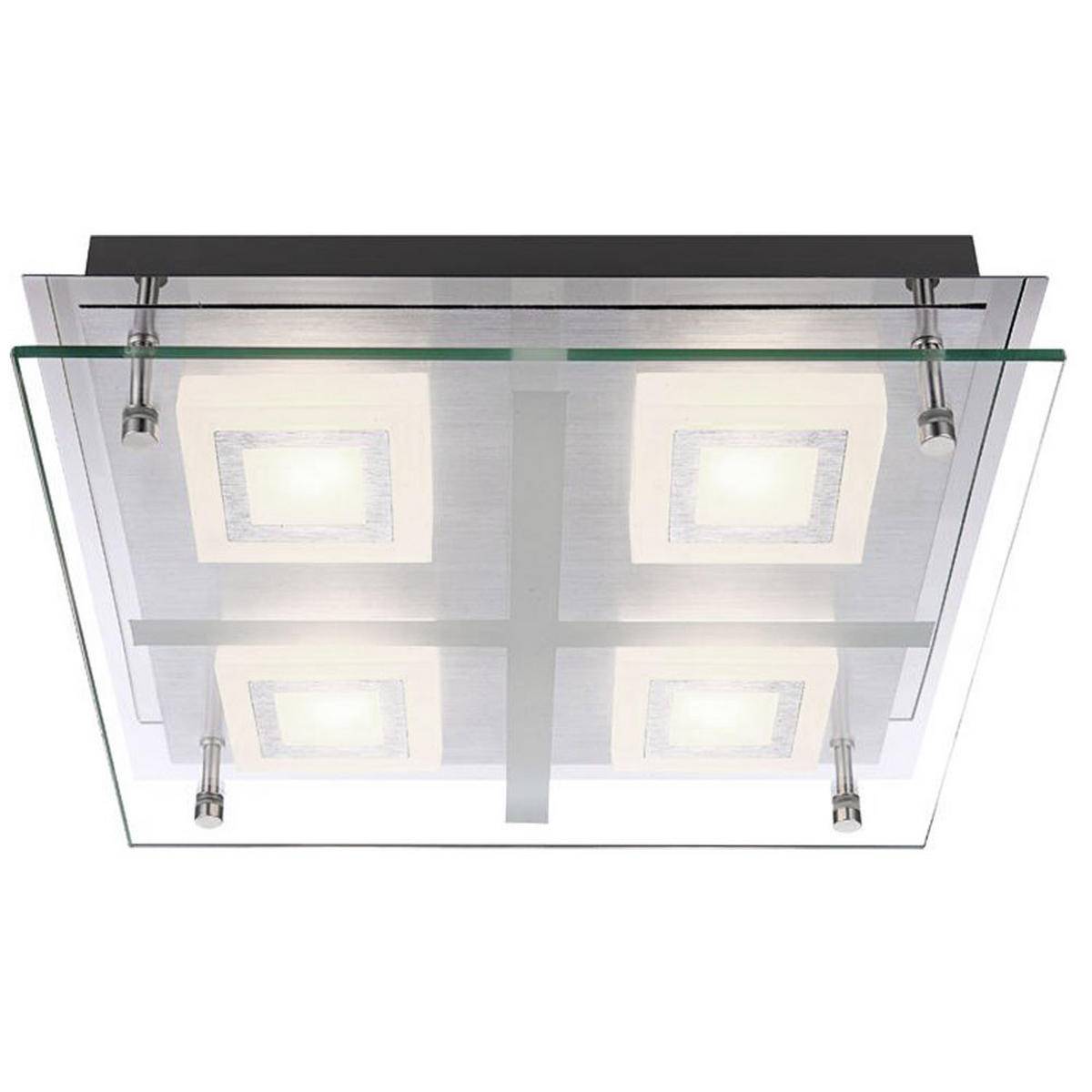 LED DECKENLEUCHTE Daniele Chrom Silber - Silberfarben, Glas (28.5/28.5/7.5cm) - Globo Lighting