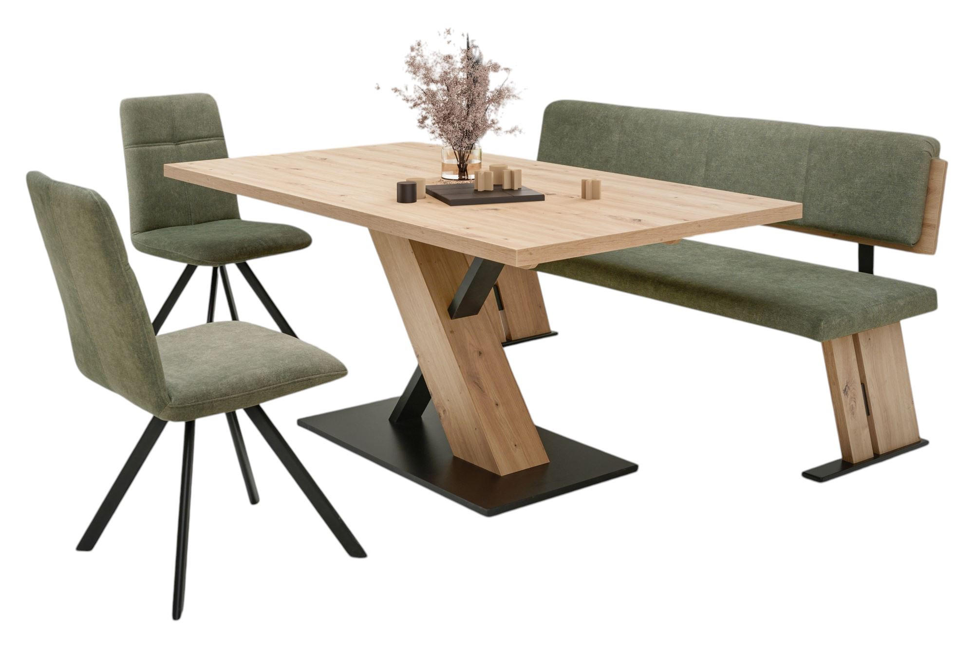 ESSGRUPPE Modern Dolorita 3 für 6 Personen Dekor Artisan Eiche/Grün - Eiche Artisan/Grün, Kunststoff (160/87/60cm) - 58aufmkessel
