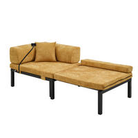 SCHLAFSOFA klappbar mit Ausziehbett Massivholz Samt Yellow - Gelb, Holz (81/64/176cm) - Meubliv