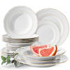 TAFELSERVICE 6 Personen Chodziez MARIA TERESA 18-tlg Porzellan mit Goldrand, Weiß / Gold - Goldfarben/Weiß, Keramik (25/2/25cm) - KONSIMO®