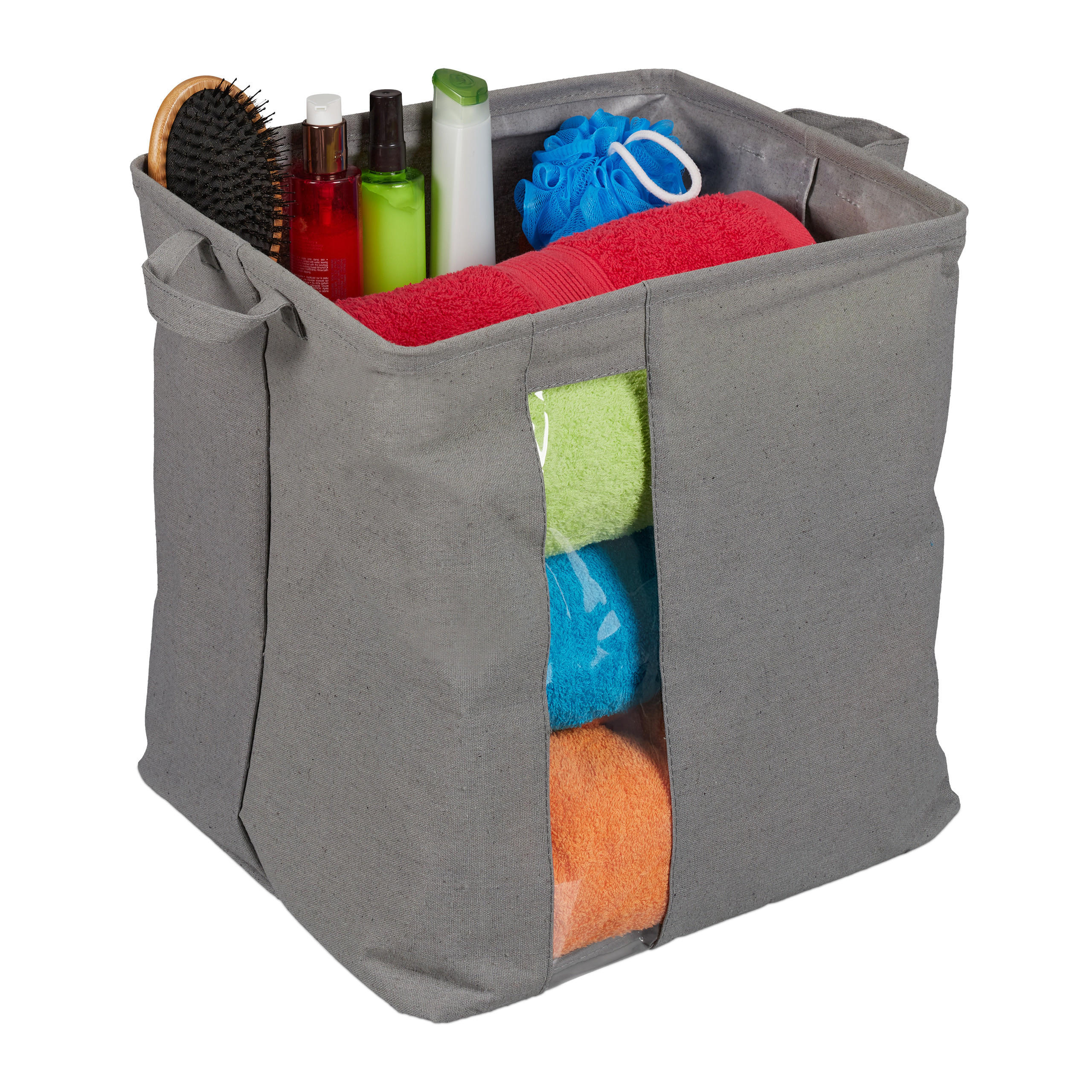 AUFBEWAHRUNGSKORB - Grau, Kunststoff/Textil (40/39/33cm) - Relaxdays