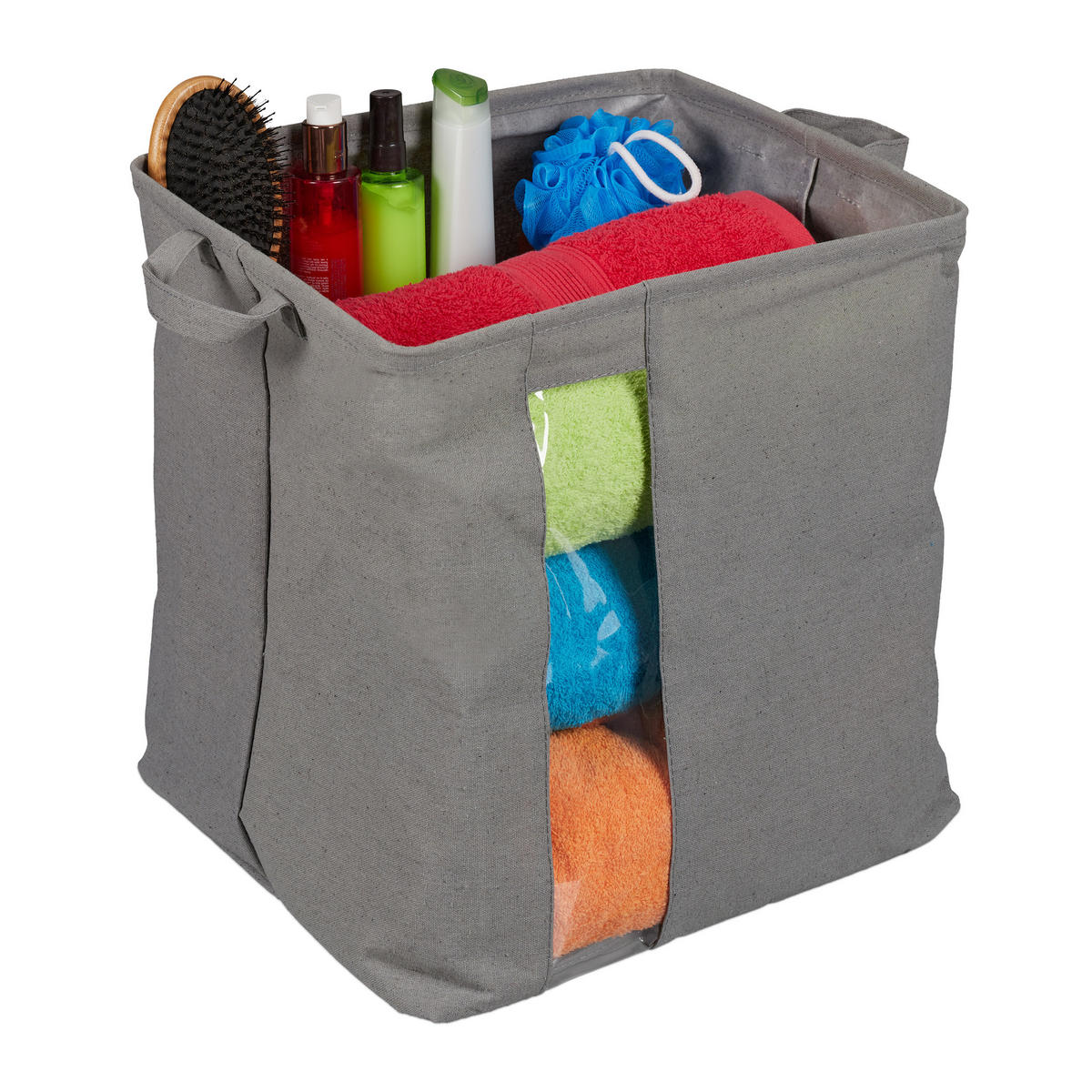 AUFBEWAHRUNGSKORB - Grau, Kunststoff/Textil (40/39/33cm) - Relaxdays