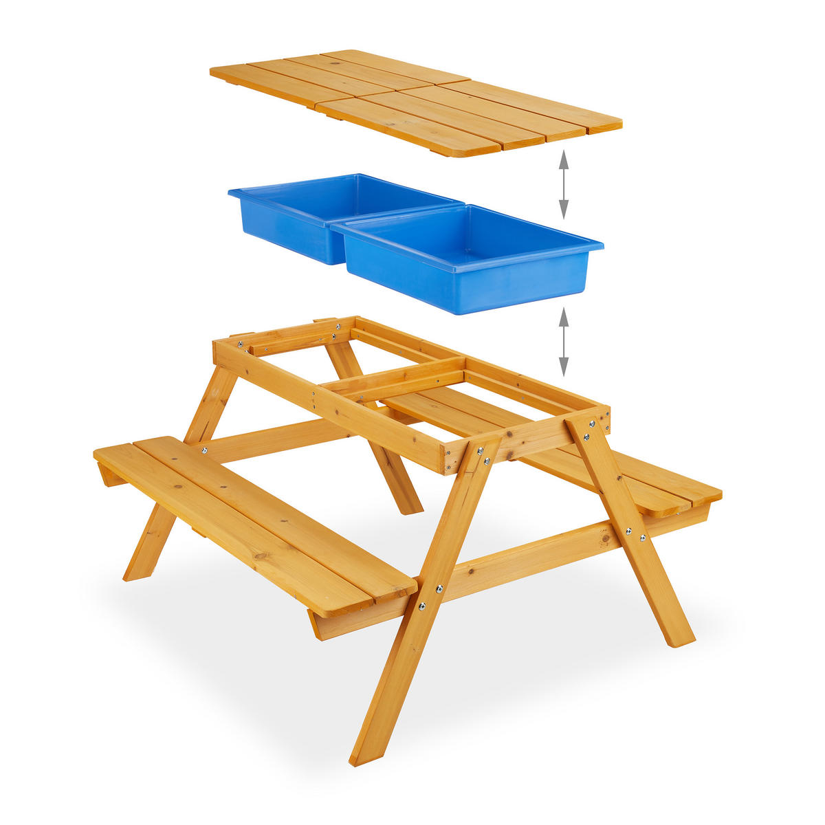 SITZGRUPPE Natur Holz Kinder mit Sonnenschirm - Hellbraun, Holz/Kunststoff - Relaxdays