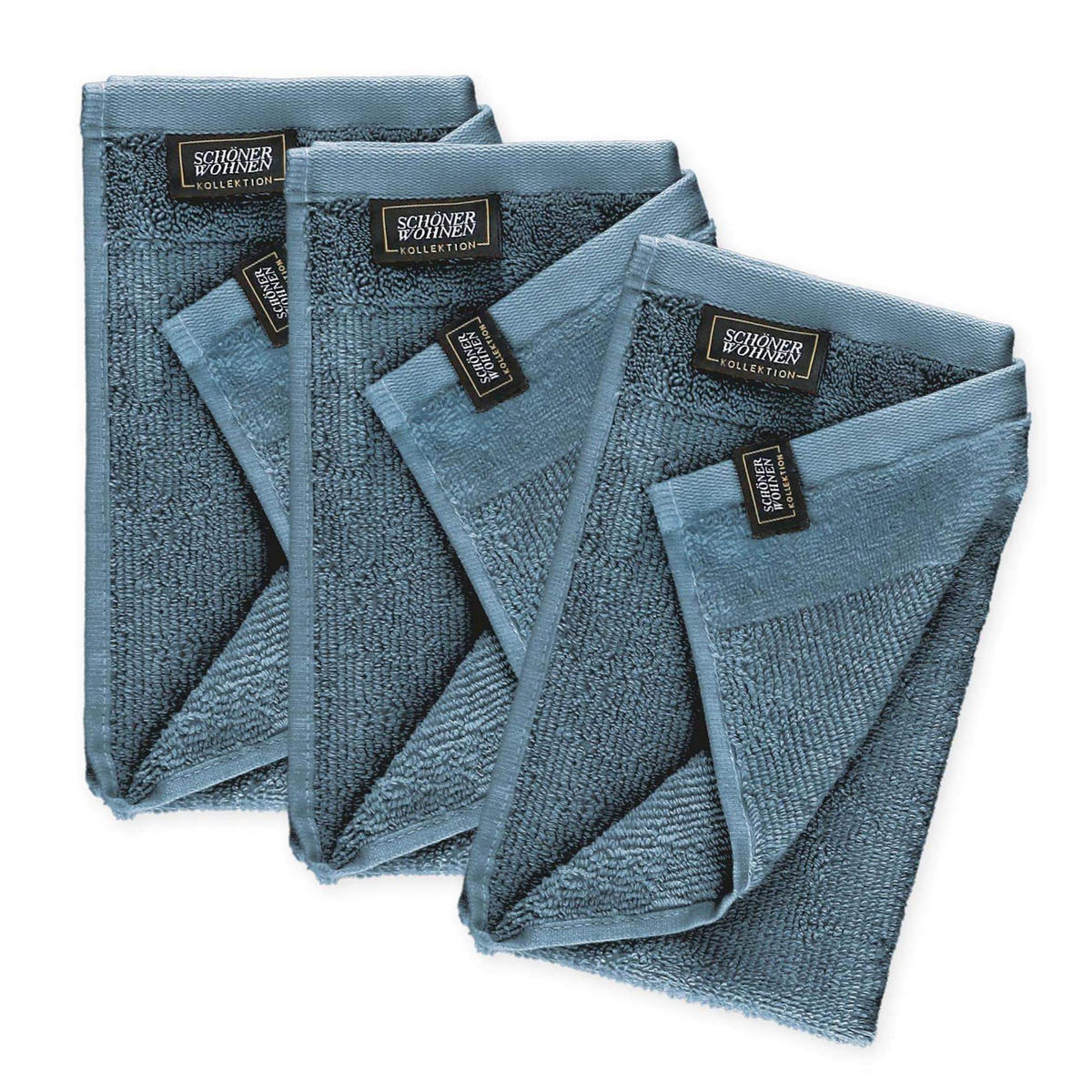 GÄSTEHANDTUCH 3ER SET AUS 100 % BAUMWOLLE SENSE - Blau, Textil (30/50cm) - Schöner Wohnen