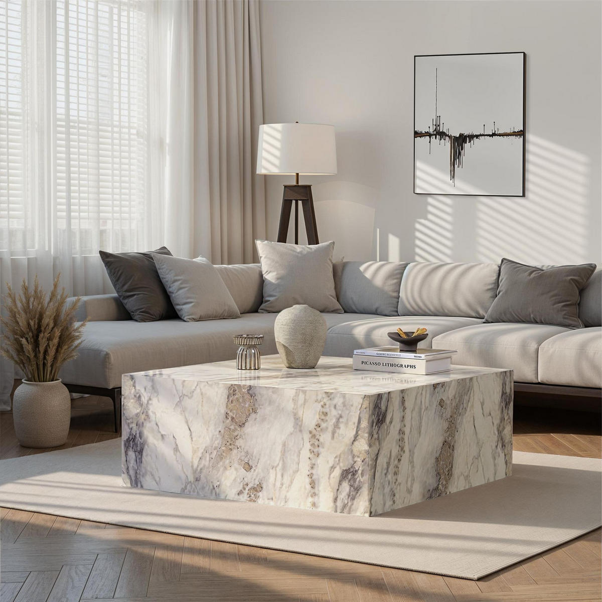 COUCHTISCH prizma Grau - Grau, Holz (90/90/35cm) - Habitat Garten