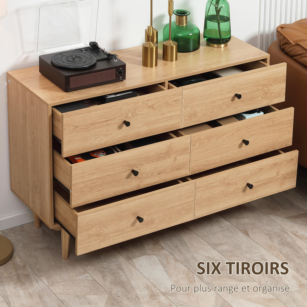KOMMODE Holzfarben 120/40/80 cm mit 6 Schubladen - Braun, Holzwerkstoff (120/80/40cm) - PANGIVO