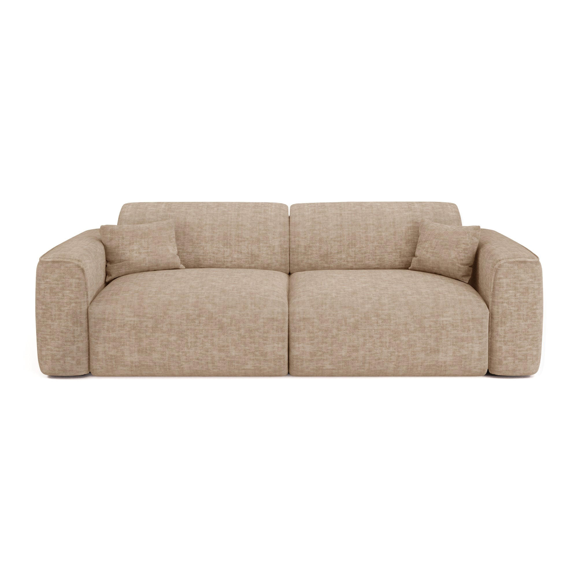 SCHLAFSOFA GERADE Texturierter Samt Taupe 240cm - Taupe, Textil (240/73/97cm) - Sia Home