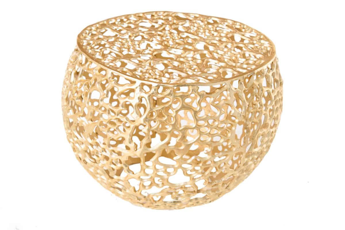 COUCHTISCH ABSTRACT LEAF rund Gold 53cm - Goldfarben/Schwarz, Metall (53/53/38cm) - riess-ambiente