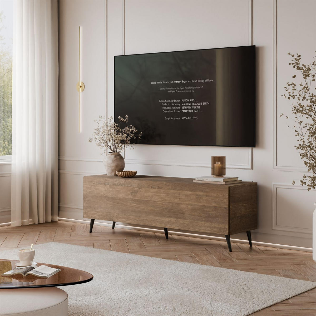 TV-UNIT COLGANTE NUSSBAUM 150 auf Füßen LED - Nussbaumfarben, Holzwerkstoff (150/49/40cm) - Lookway