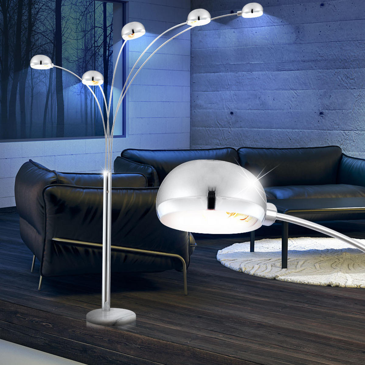 LED STEHLEUCHTE Metall Silber Marmoroptik - Silberfarben, Metall (202/105/203cm)