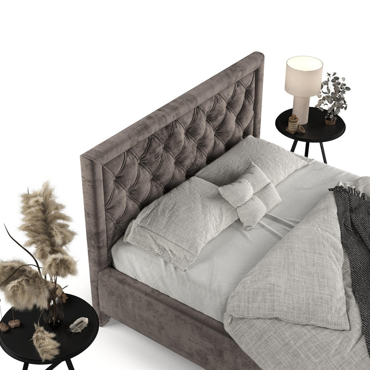 POLSTERBETT Lido 120/200 cm Braun im Lotta Stoff - Naturfarben/Braun, Holz/Holzwerkstoff (120/200cm) - AltaBeds