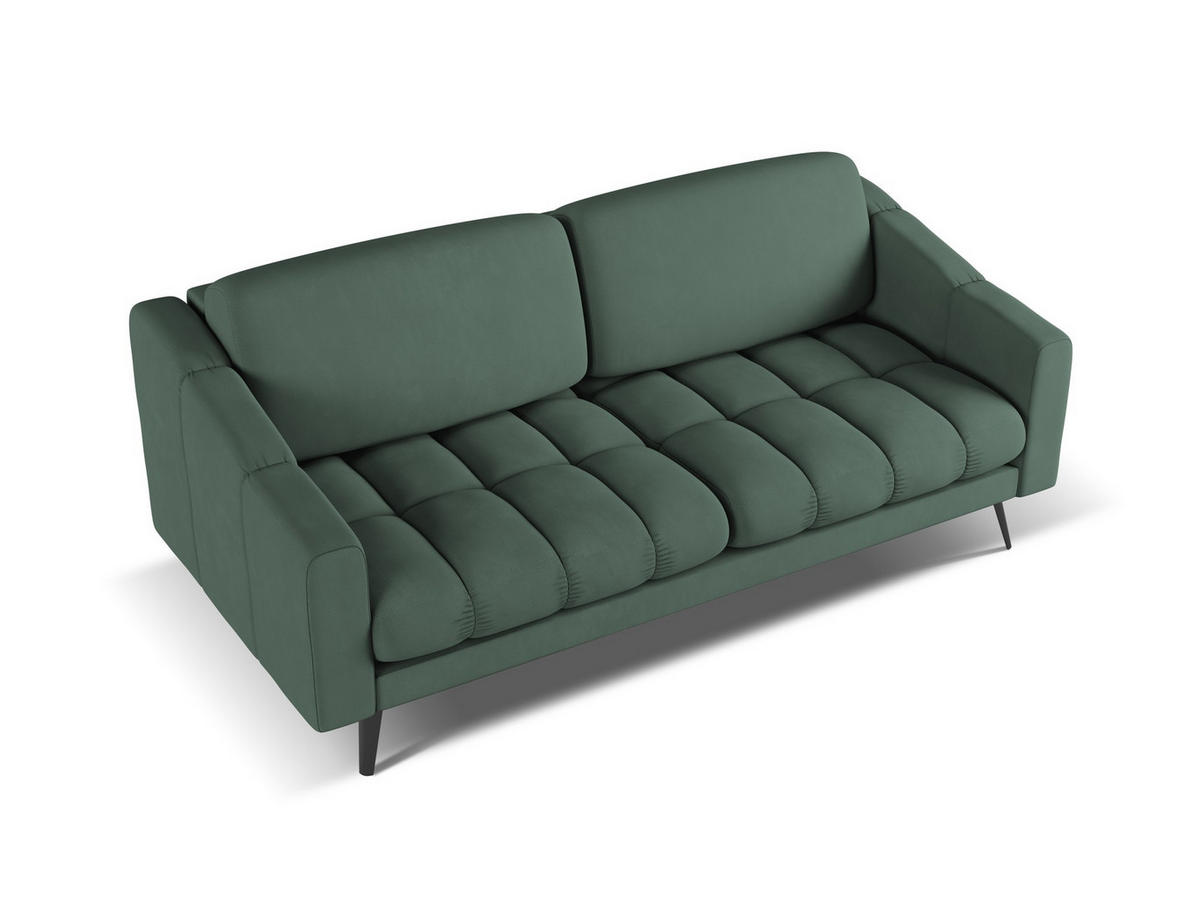 3-SITZER SOFA Chenille Stoff Grün - Schwarz/Grün, Textil/Metall (202/80/95cm) - Makamii