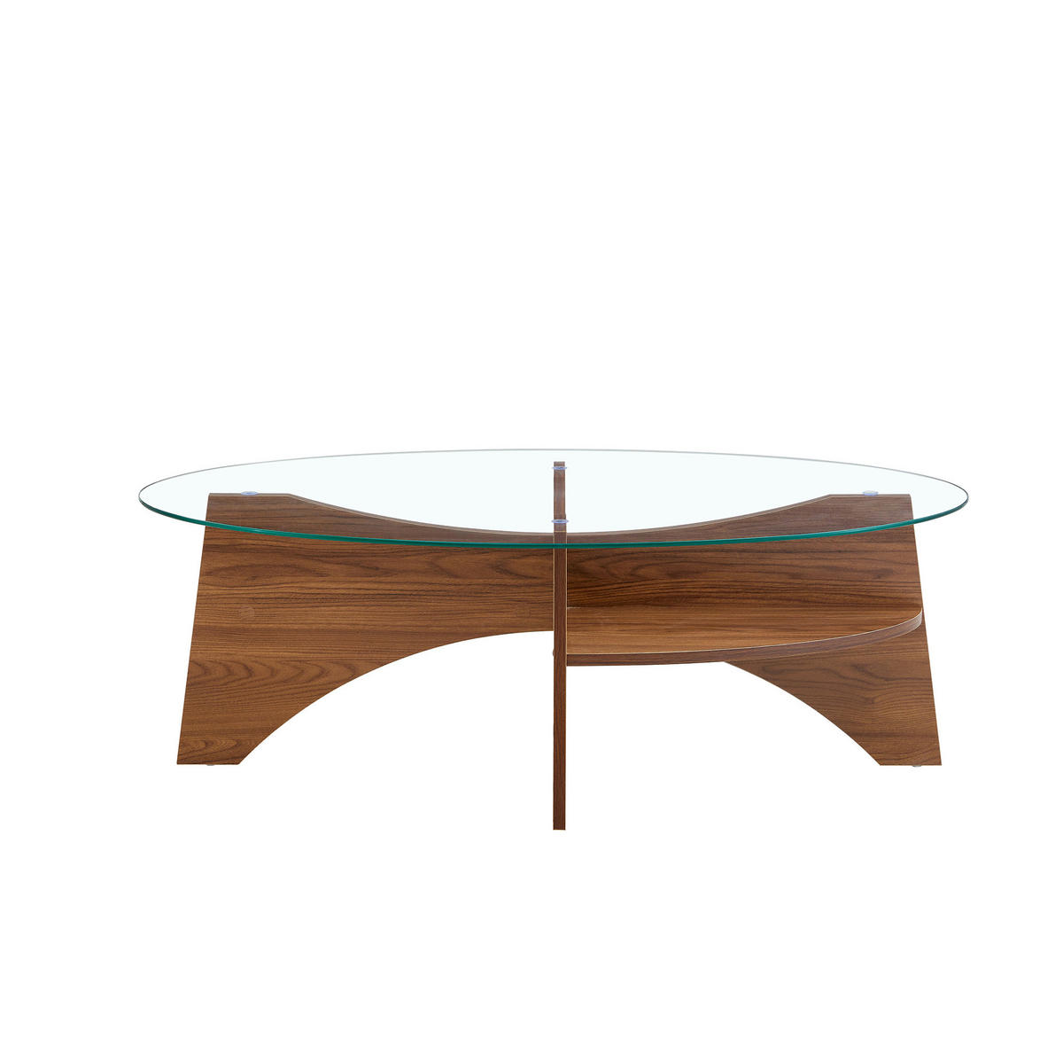 KLUBSKA miza 104,9/60 cm iz MDF in stekla, prozorna/orehova, z odlagalno polico - barve lesa oreha, leseni material (104.9/60/45cm) - BEAOK
