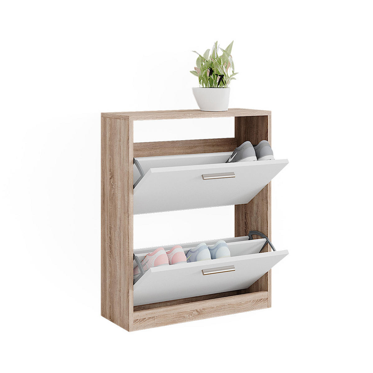 SCHUHSCHRANK Gizmo Weiß/Sonoma 59 x 72.5 cm 2 Fächern - Weiß/Sonoma Eiche, Holzwerkstoff (59/72.5/22cm) - Vicco